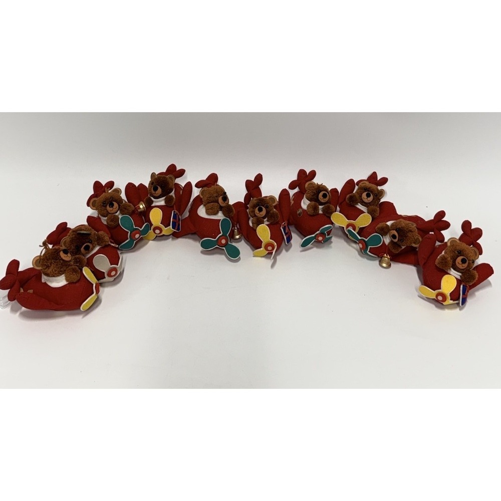 Lot 10- Vintage Teddy Bears In Airplanes Stuffed Need Ornament Hooks Or Strings